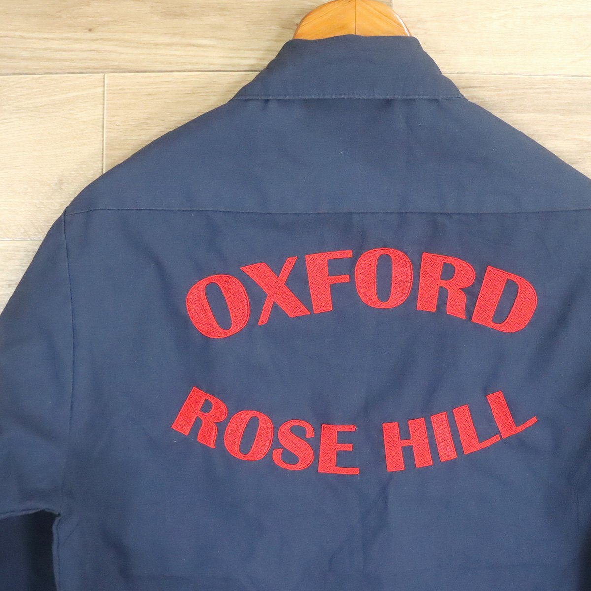 W3T/D10.30-1 アメリカ古着 ワークシャツ ワッペン メンズ S位 バック刺繍 文字 OXFORD ROSE HILL バイカー拍卖