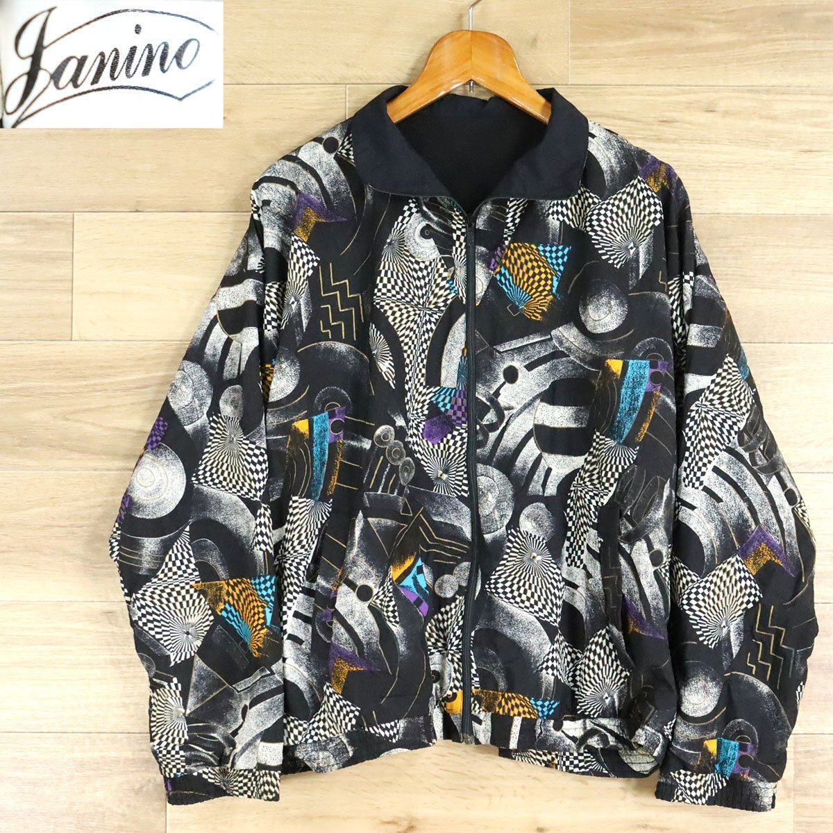 G9S/O4.14-1 Janina ジップアップジャケット 総柄 アブストラクトプリント 抽象柄 ジャンパー ブルゾン マルチカラー Mサイズ拍卖