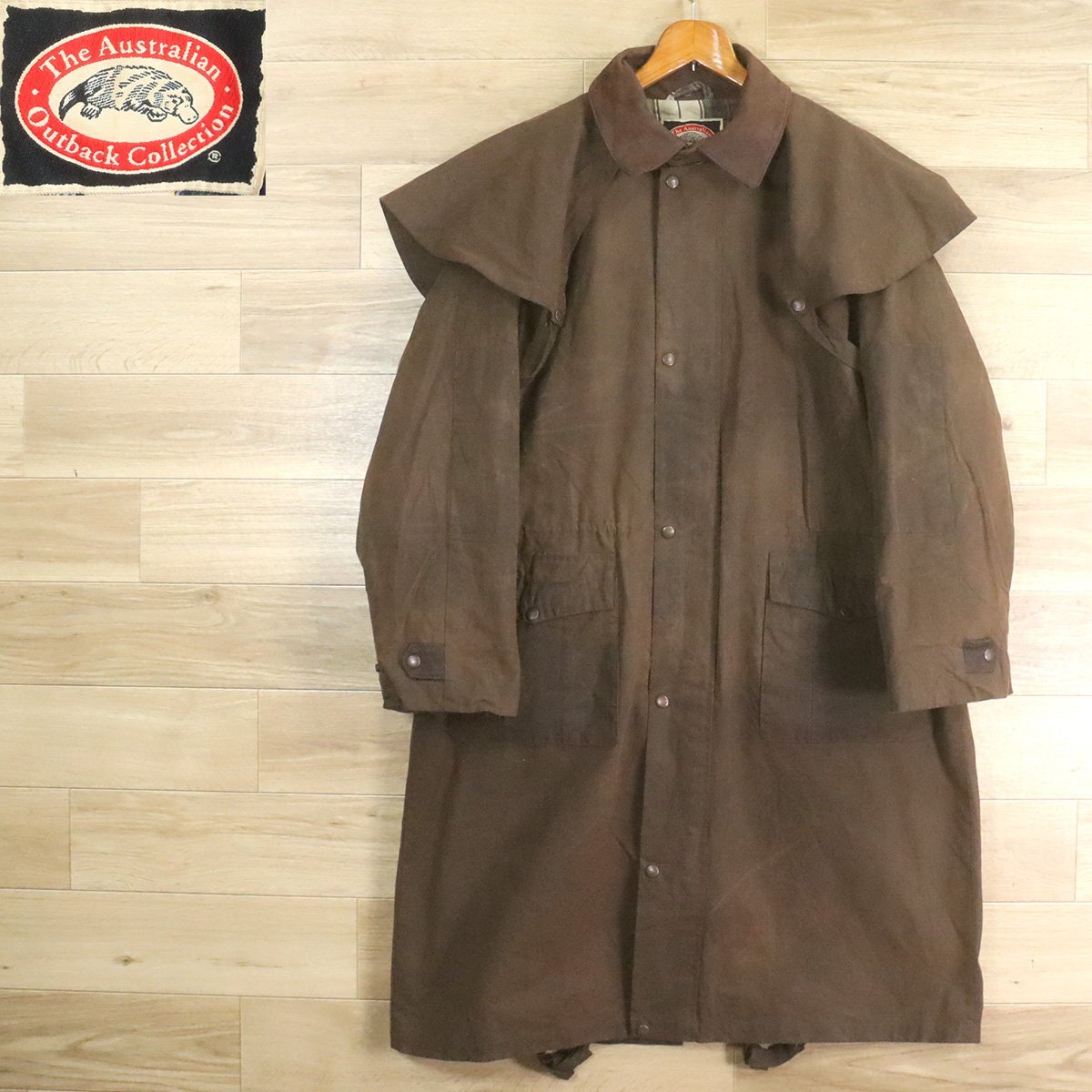 H5O/O10.16-6 The Australian Ourback Collection オイルドコート ワックスコットン オイルドジャケット 裏チェック メンズ XL拍卖