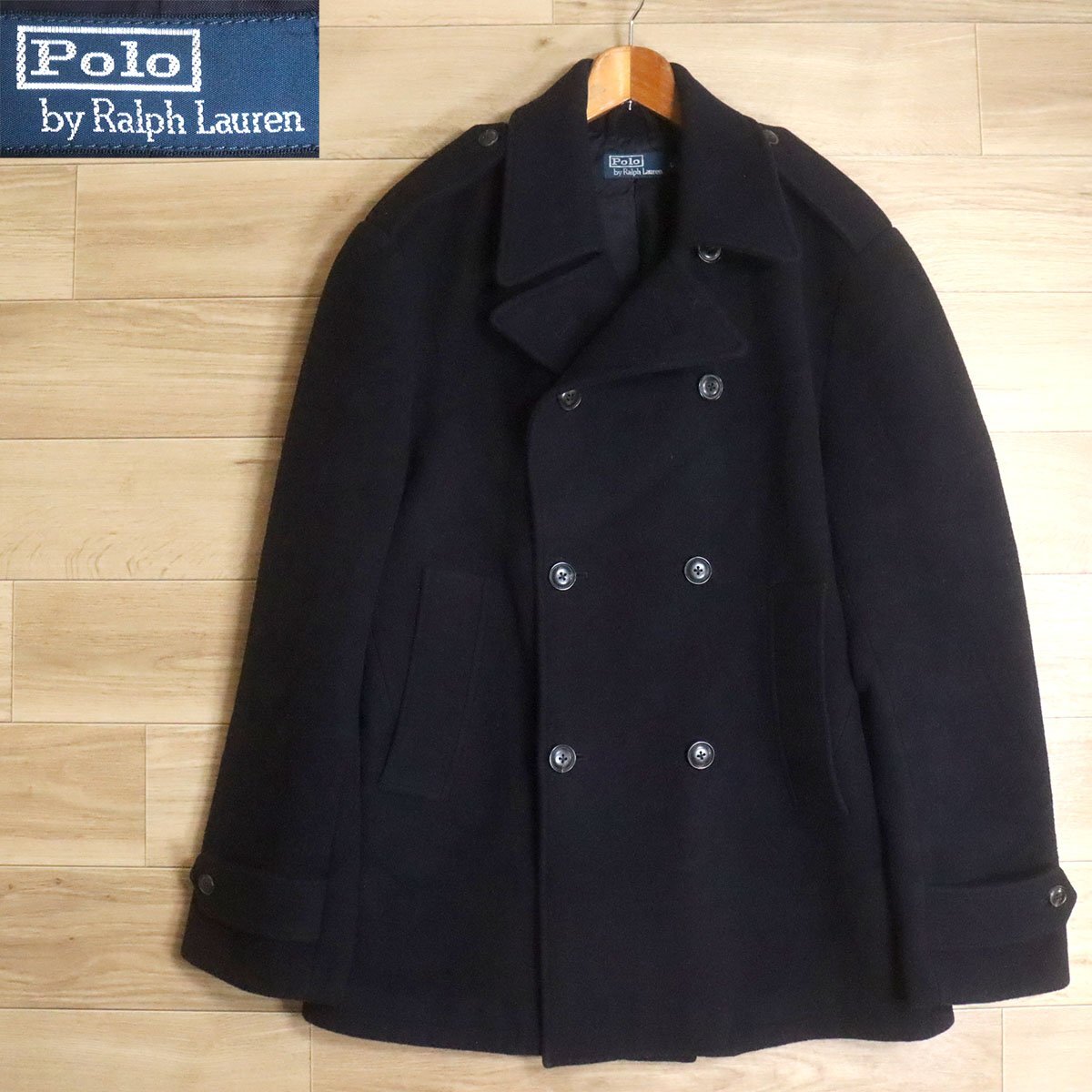 B9Y/R4.8-4 Polo by Ralph Lauren ポロラルフローレン ウール ピーコート Pコート ダブルブレスト カーコート メンズ Lサイズ拍卖
