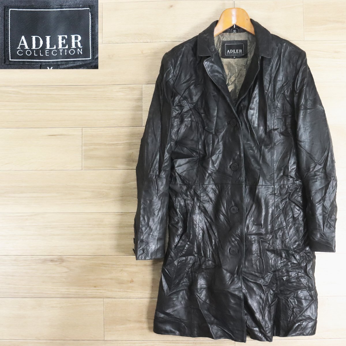 B12O/Y5.1-2 ADLER COLLECTION レザーコート 本革 革コート 皮コート レザーカーコート ハーフコート レディース M ブラック系拍卖