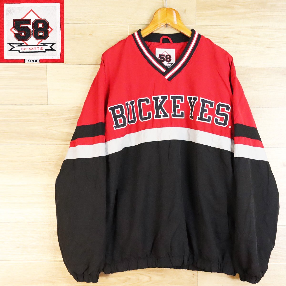 N2K/O4.29-7 NCAA オハイオ州立大 BUCKEYES プルオーバージャケット ブルゾン カレッジ ウインドブレーカー ジャンパー XL拍卖