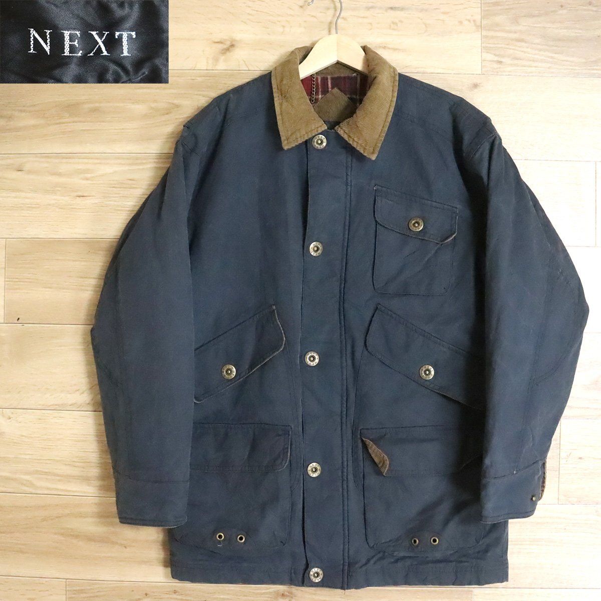 N7T/D10.16-2 ユーロ古着 NEXT 襟コーデュロイ オイルドジャケット S ハンティングジャケット オイルジャケット拍卖