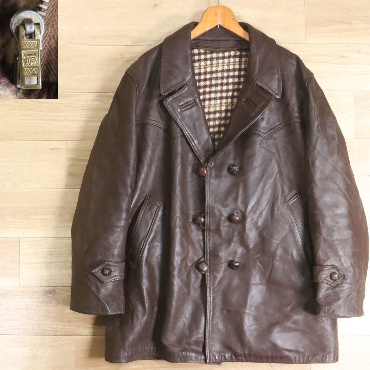\3O/Y6.4-6 ユーロヴィンテージ レザーカーコート 本革 革コート 皮コート レザーコート ハーフコート レザージャケット メンズ拍卖