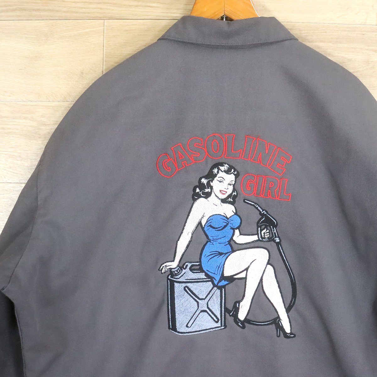 I10T/D11.3-1 アメリカ古着 RED KAP レッドキャップ ワークジャケット XL バック刺繍 ピンナップガール ガソリンガール拍卖