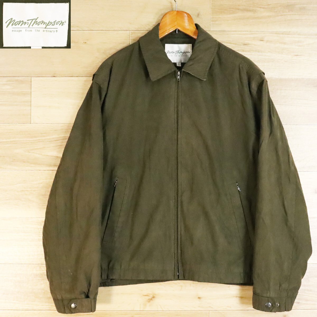 N2K/O4.29-7 Norm Thompson ジップアップジャケット ジップアップブルゾン ピーチスキン調 カーキ系 グリーン系 M拍卖
