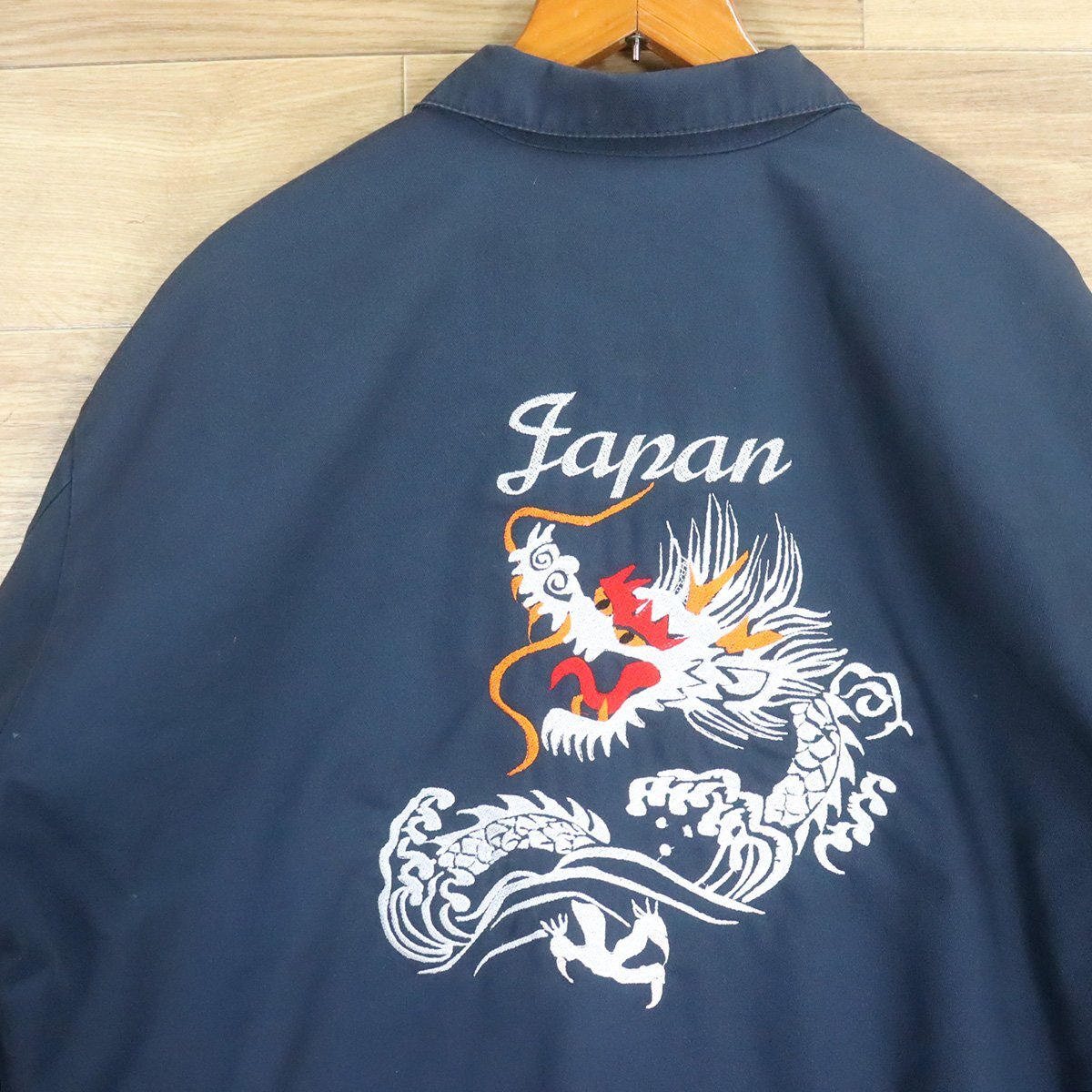 I10T/D11.3-1 ビンテージ アメリカ古着 GK ワークジャケット XL バック刺繍 白竜 竜 スカジャン サンプリング拍卖