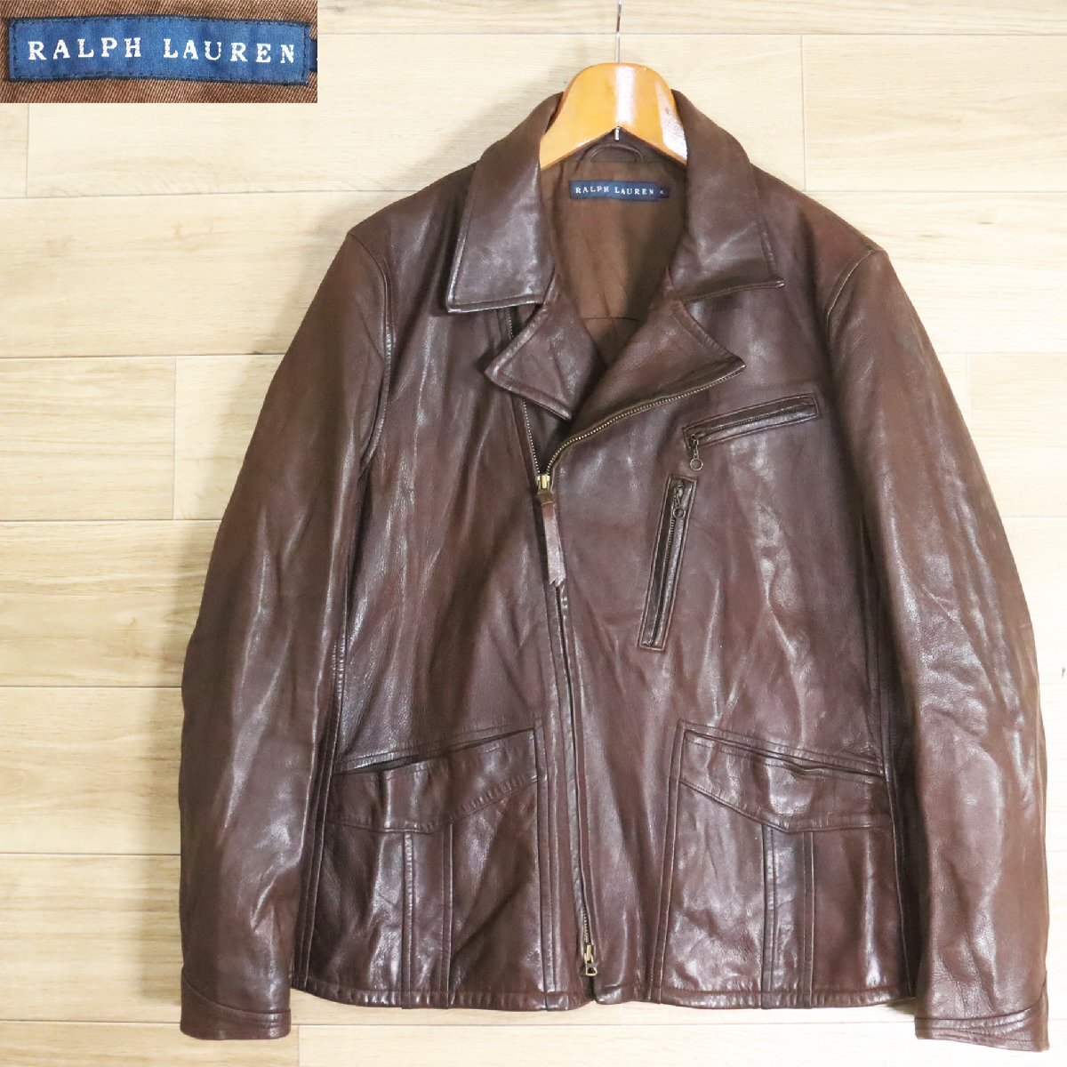 M1R/Y5.7-2 POLO RALPH LAUREN ラルフローレン ブルーレーベル ダブルライダース 本革 羊革 レザージャケット ダブルジップ XL拍卖