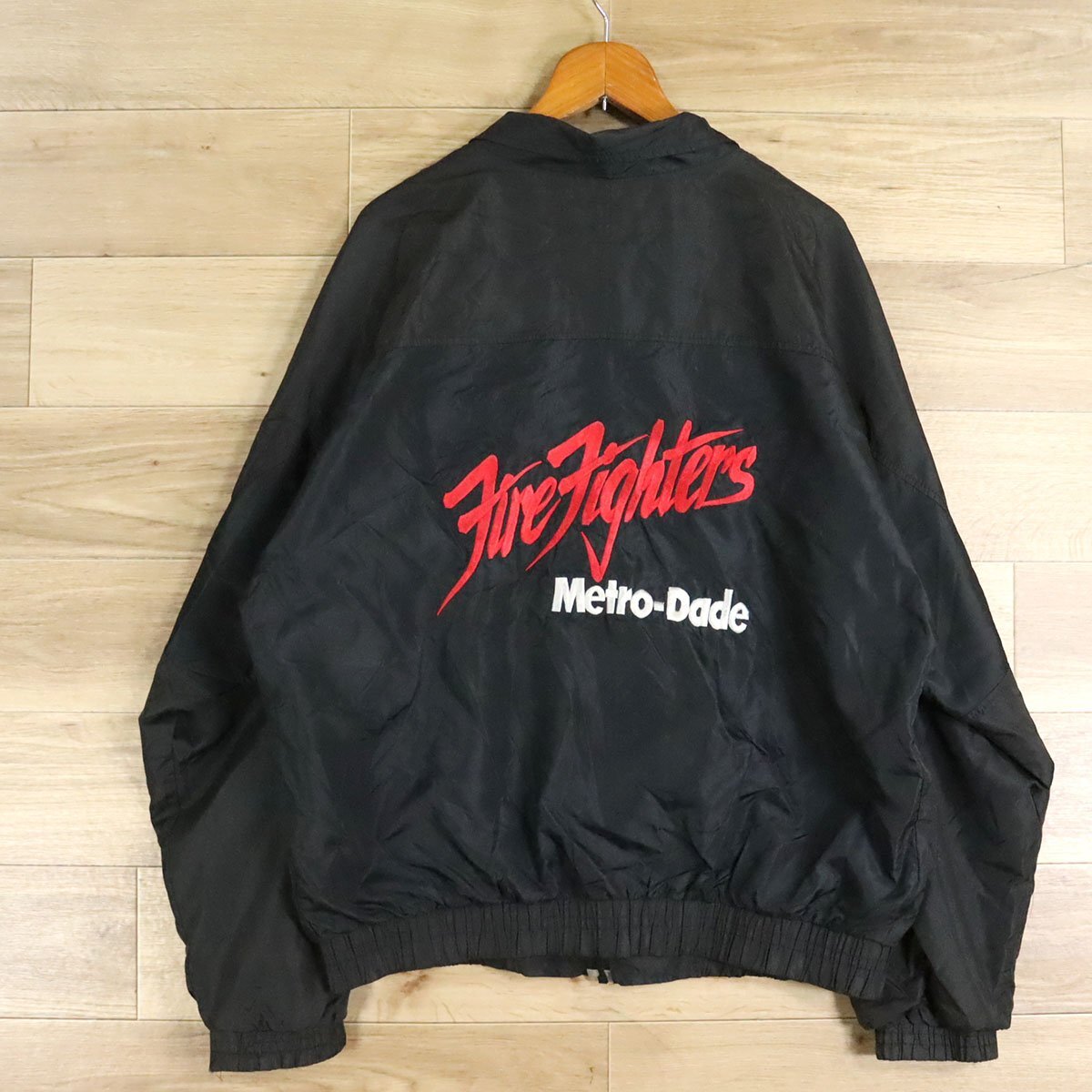 B5O/O4.14-5 USA製 stitch count バック刺繍 Florida Fire Dept ナイロンジャケット ジャンパー ブルゾン メンズ L アメリカ古着拍卖