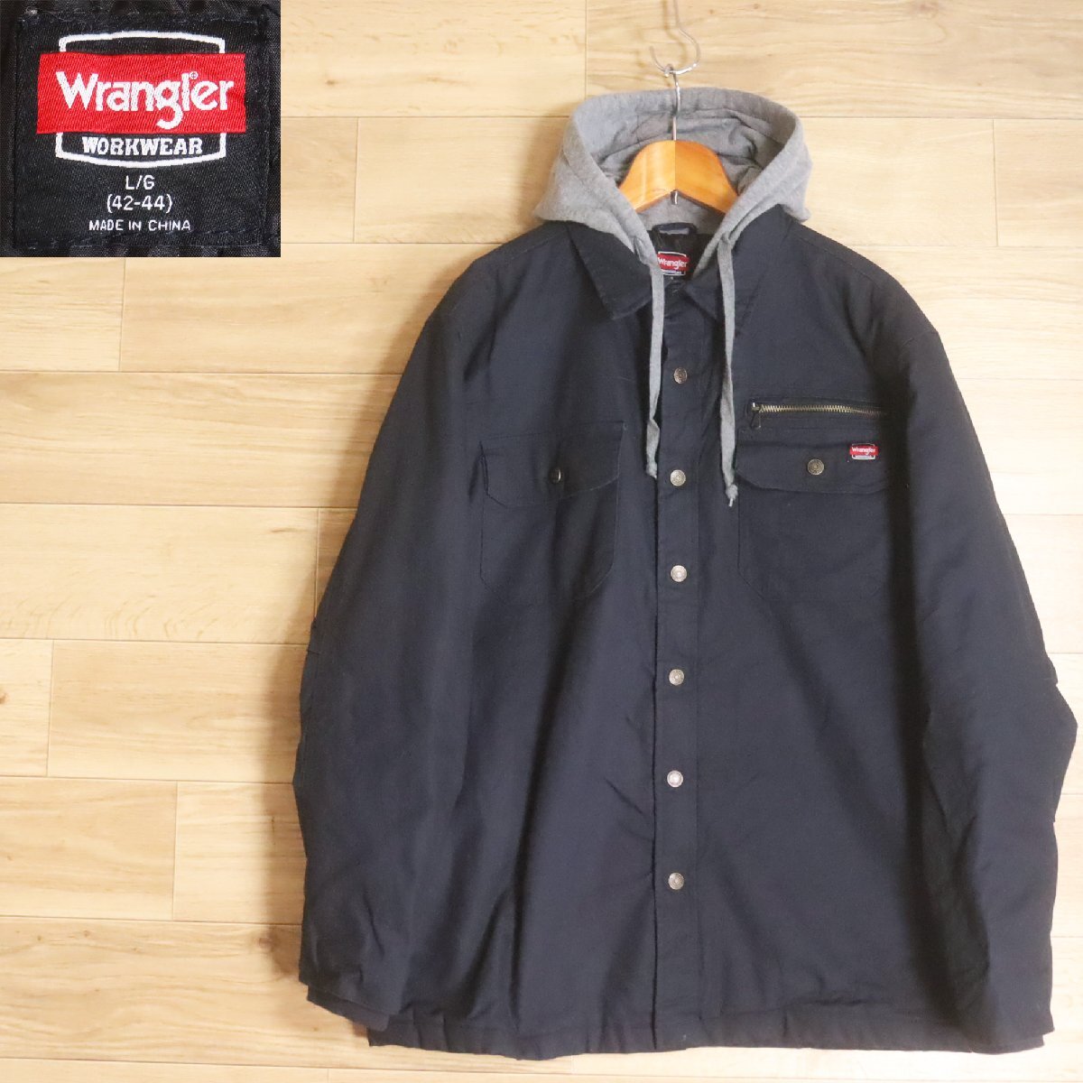 C1O/R6.18-5 アメリカ古着 Wrangler ラングラー ワークジャケット 中綿 ダック地 レイヤードジャケット 裏キルティング L メンズ拍卖
