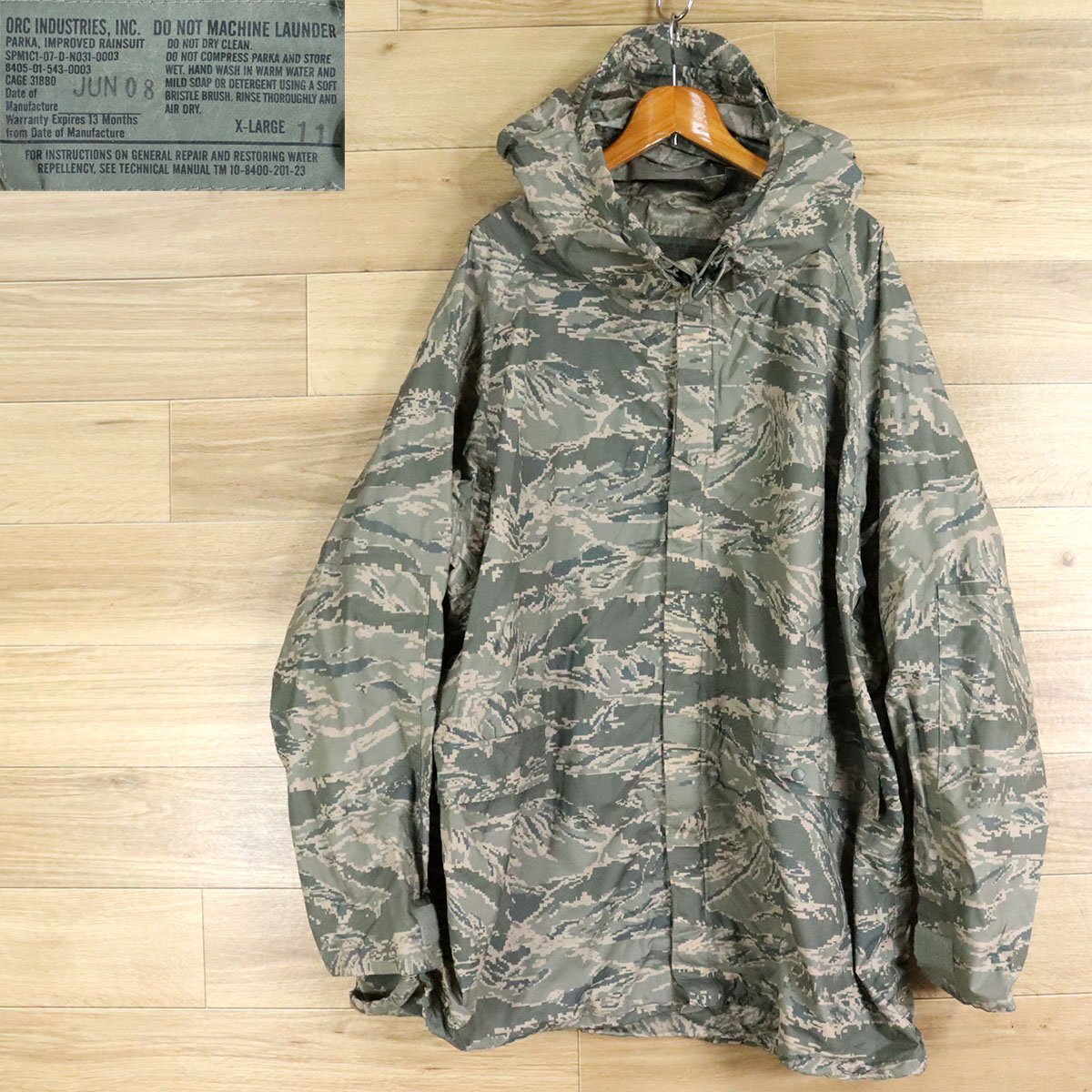 @10K/O4.10-1 アメリカ軍 米軍 USAF デジタルタイガーカモ デジカモ レインパーカー ミリタリージャケット カモフラージュ 迷彩拍卖