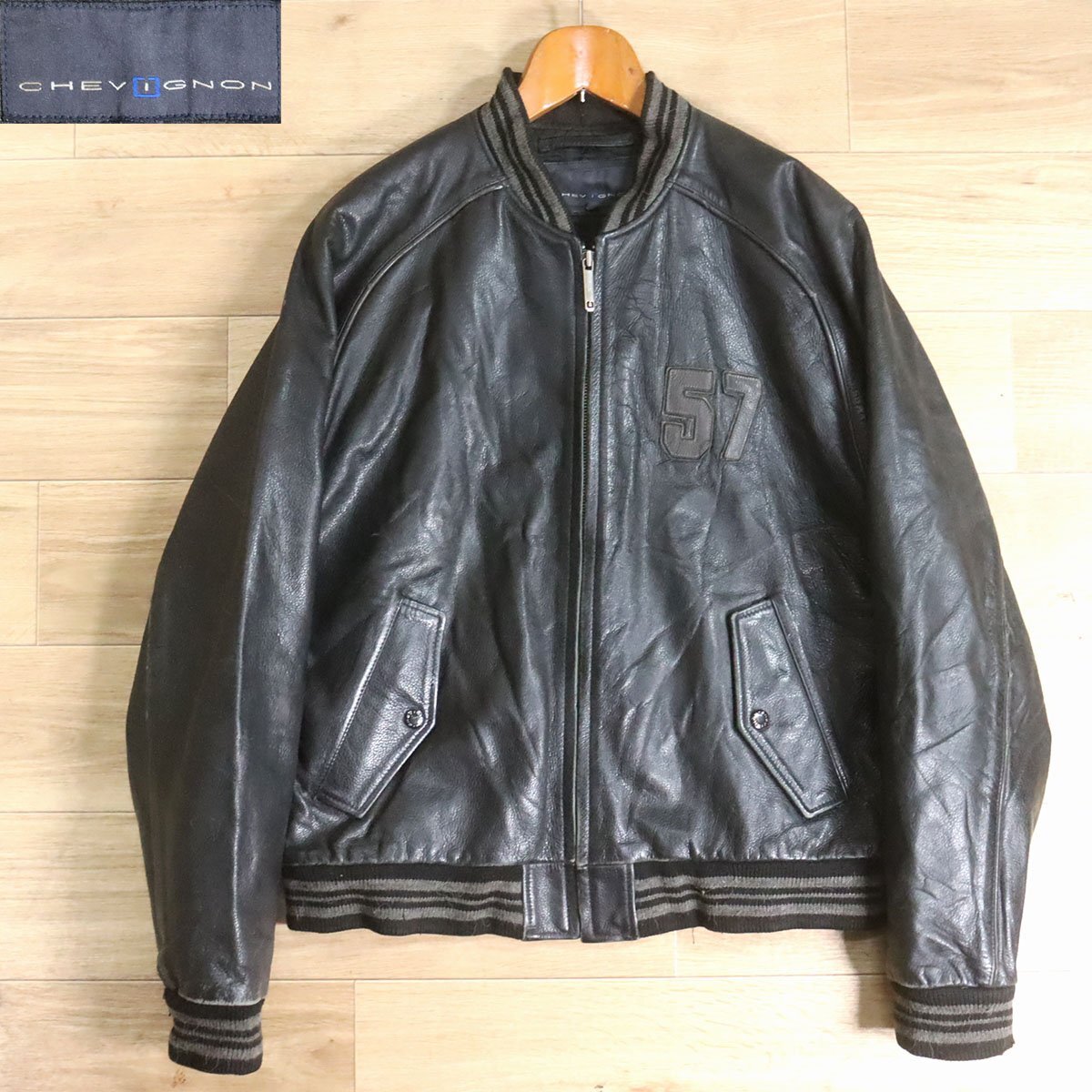 B20O/Y6.2-4 CHEVIGNON シェビニオン レザースタジャン 本革 アワードジャケット バーシティジャケット レザージャケット M拍卖