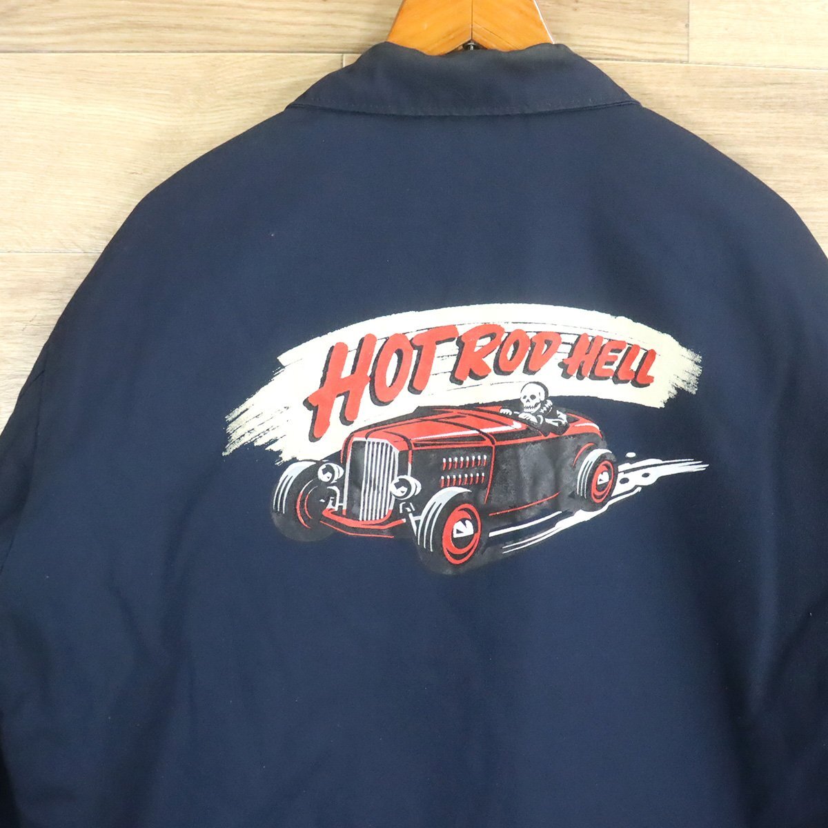 #5T/D11.4-1 アメリカ古着 RED KAP レッドキャップ ワークジャケット L バックプリント HOT ROD HELL 刺繍 ジャンパー ブルゾン拍卖
