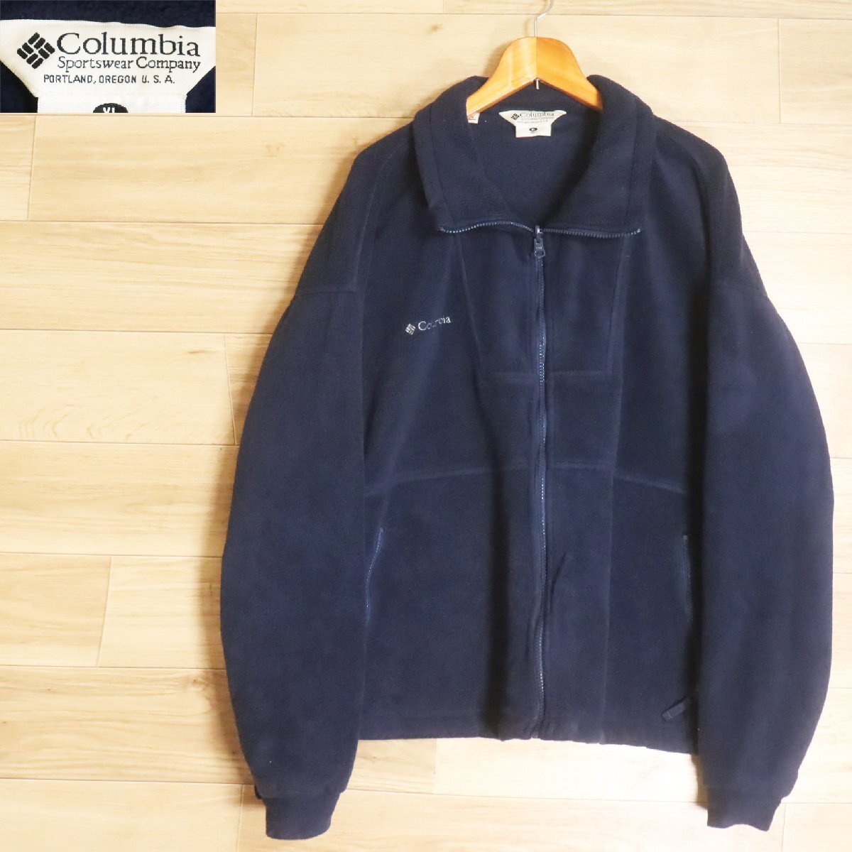 #4T/R6.17-1 アメリカ古着 Columbia コロンビア フリースジャケット メンズ XL ジャンパー ブルゾン ネイビー拍卖