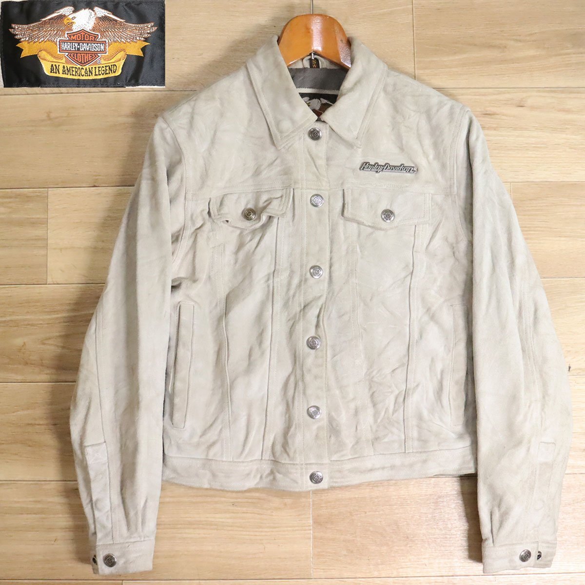 ?12R/Y5.13-2 Harley Davidson ハーレーダビッドソン スエード レザージャケット 本革 トラッカージャケット S アメリカ古着拍卖