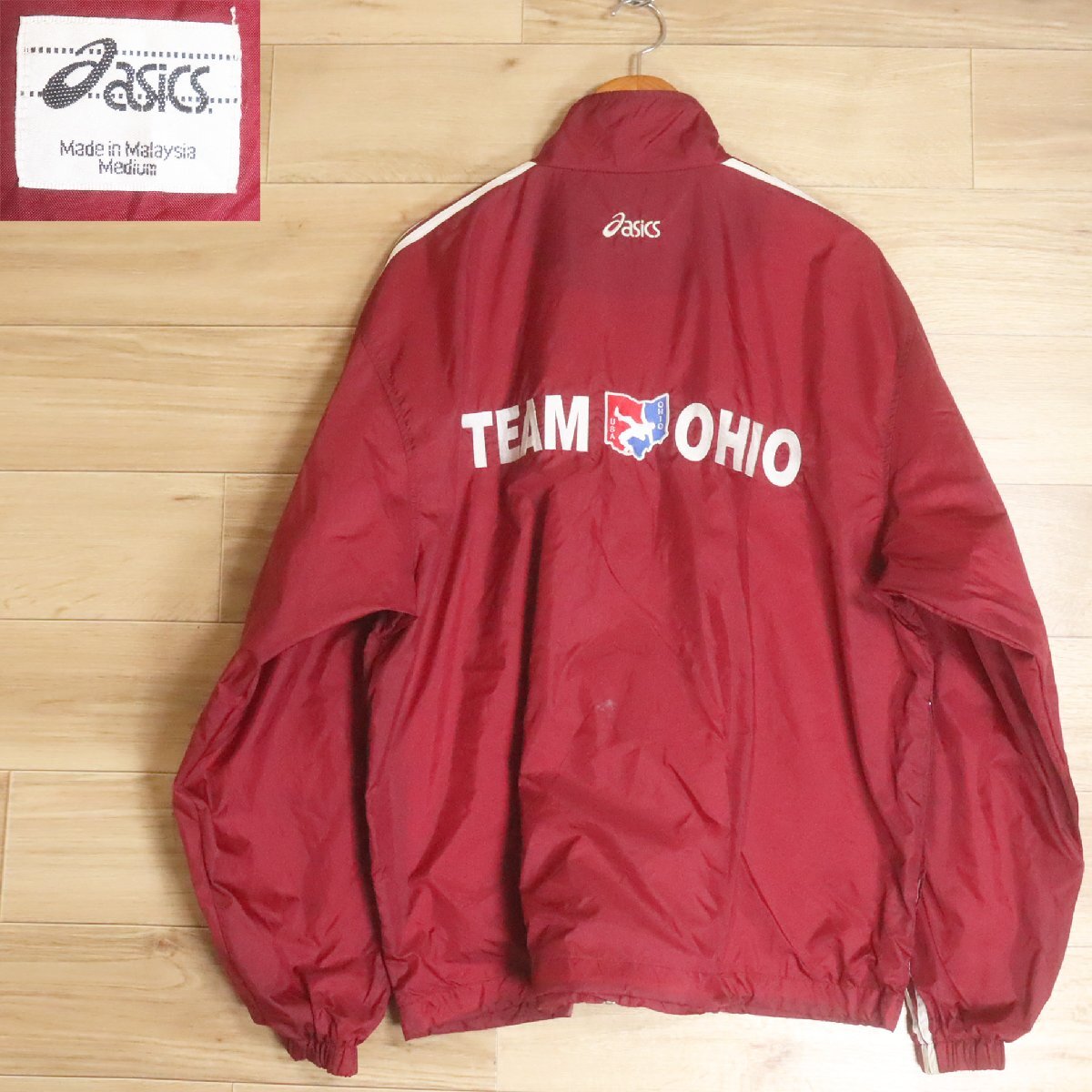 C6R/R6.16-2 asics アシックス ナイロンジャケット ウィンドブレーカー ブルゾン ジャンパー 刺繍 ジップアップ M メンズ拍卖