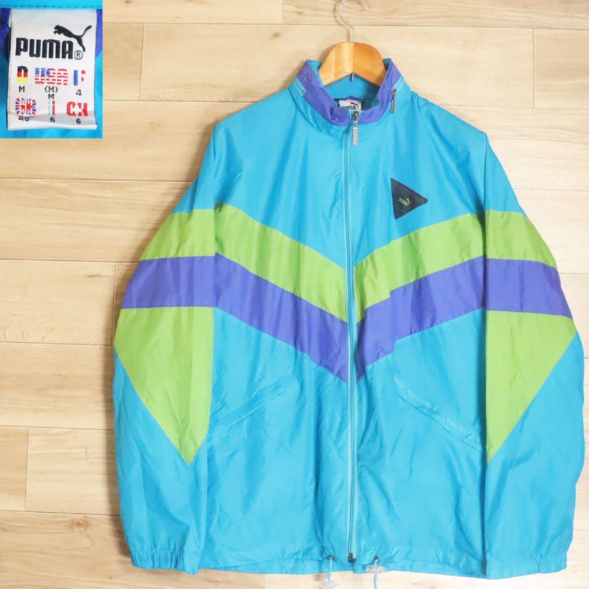 %1K/R6.9-3 80s~ PUMA プーマ ナイロンジャケット ナイロンブルゾン ウインドブレーカー ジャンパー ジップアップジャケット M拍卖