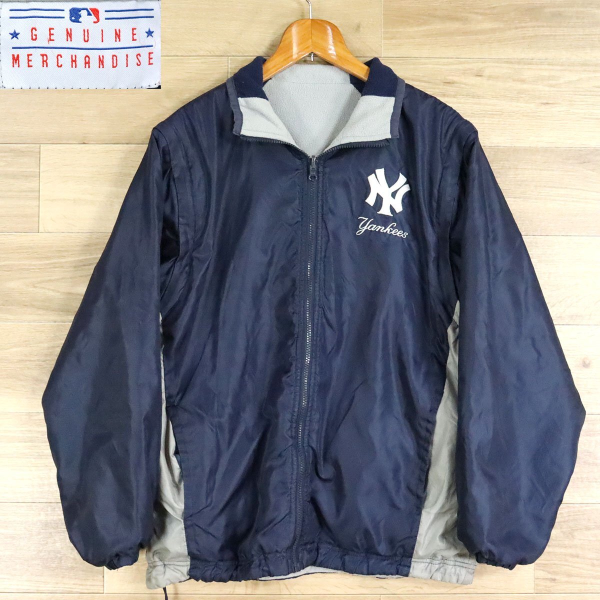 E4D/O4.10-4 MLB ニューヨーク ヤンキース GENUINE MERCHANDISE リバーシブルジャケット ジップアップジャケット 袖脱着可能 M拍卖
