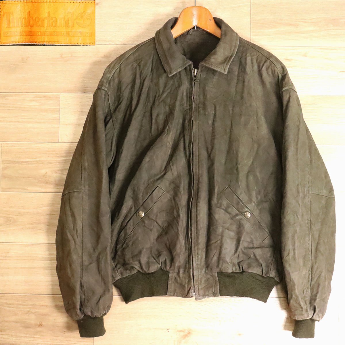 N14O/Y5.13-7 ポルトガル製 Timberland ティンバーランド M 本革 革ジャン 皮ジャン レザージャケット フライトジャケット拍卖