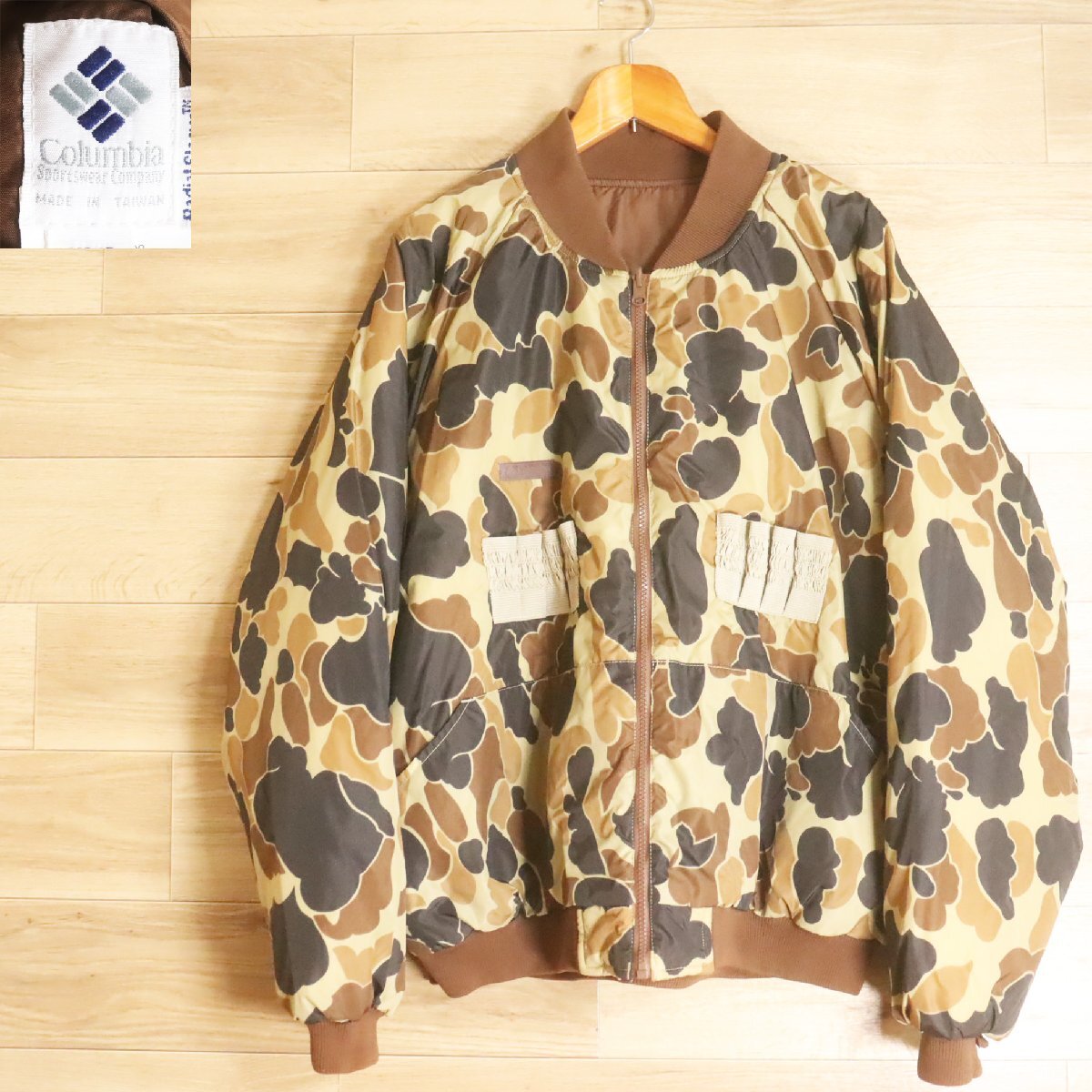 ?4D/R6.18-7 90s Columbia コロンビア 迷彩 リバーシブル 中綿 ハンティングジャケット ダックハンターカモ メンズ XXL 拍卖
