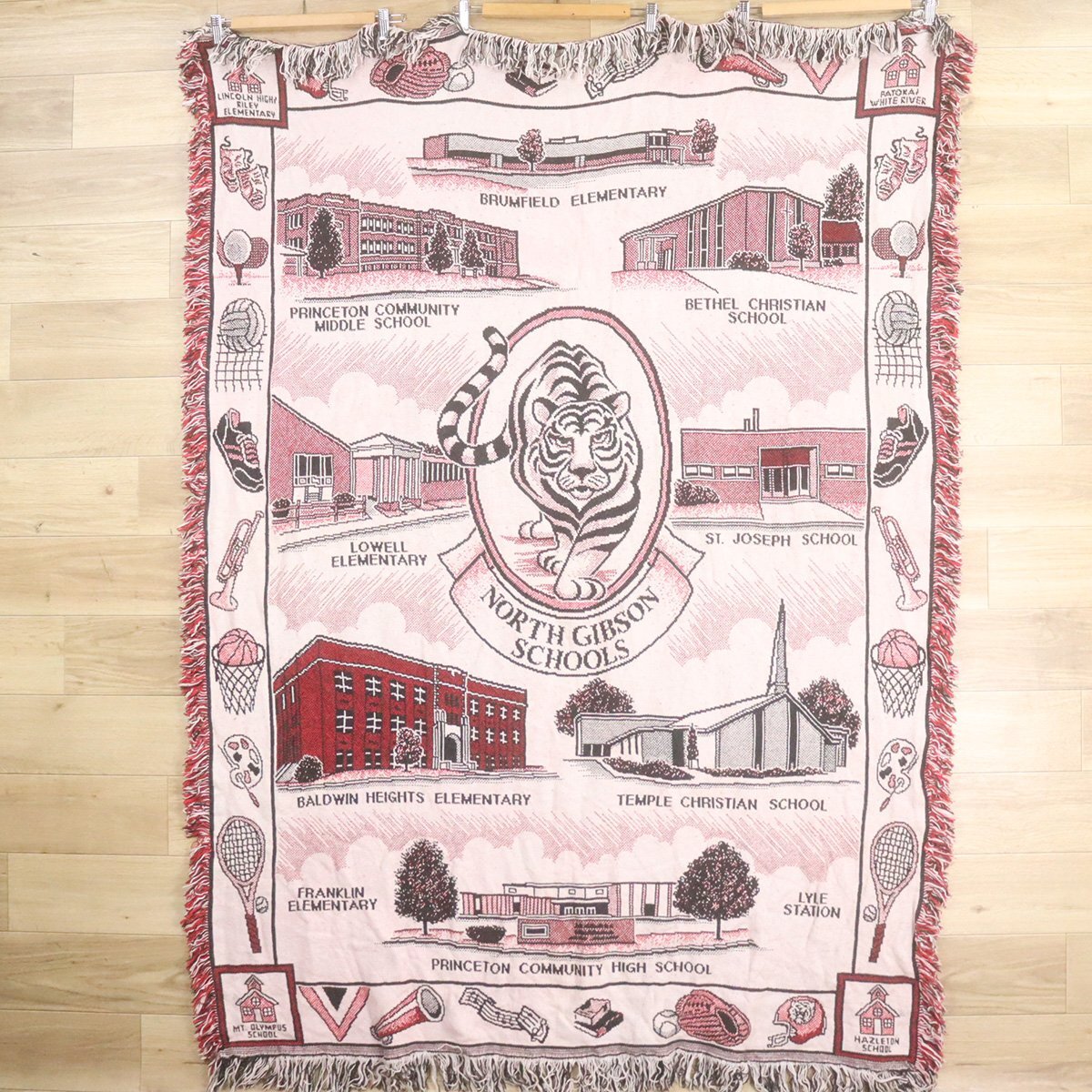 A2-4 I/O10.8-6 インディアナ州 校舎 歴史 虎 タイガー ラグ マット カーペット ブランケット タペストリー インテリア雑貨拍卖