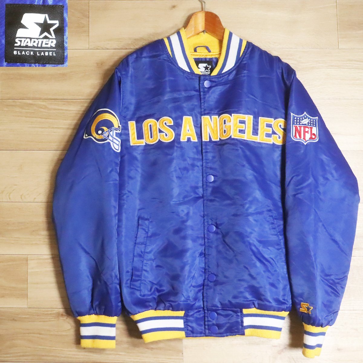 C2S/R4.29-4 NFL ロサンゼルス・ラムズ STARTER スターター スタジャン バーシティジャケット メンズ S ブルー 青 ヴィンテージ拍卖