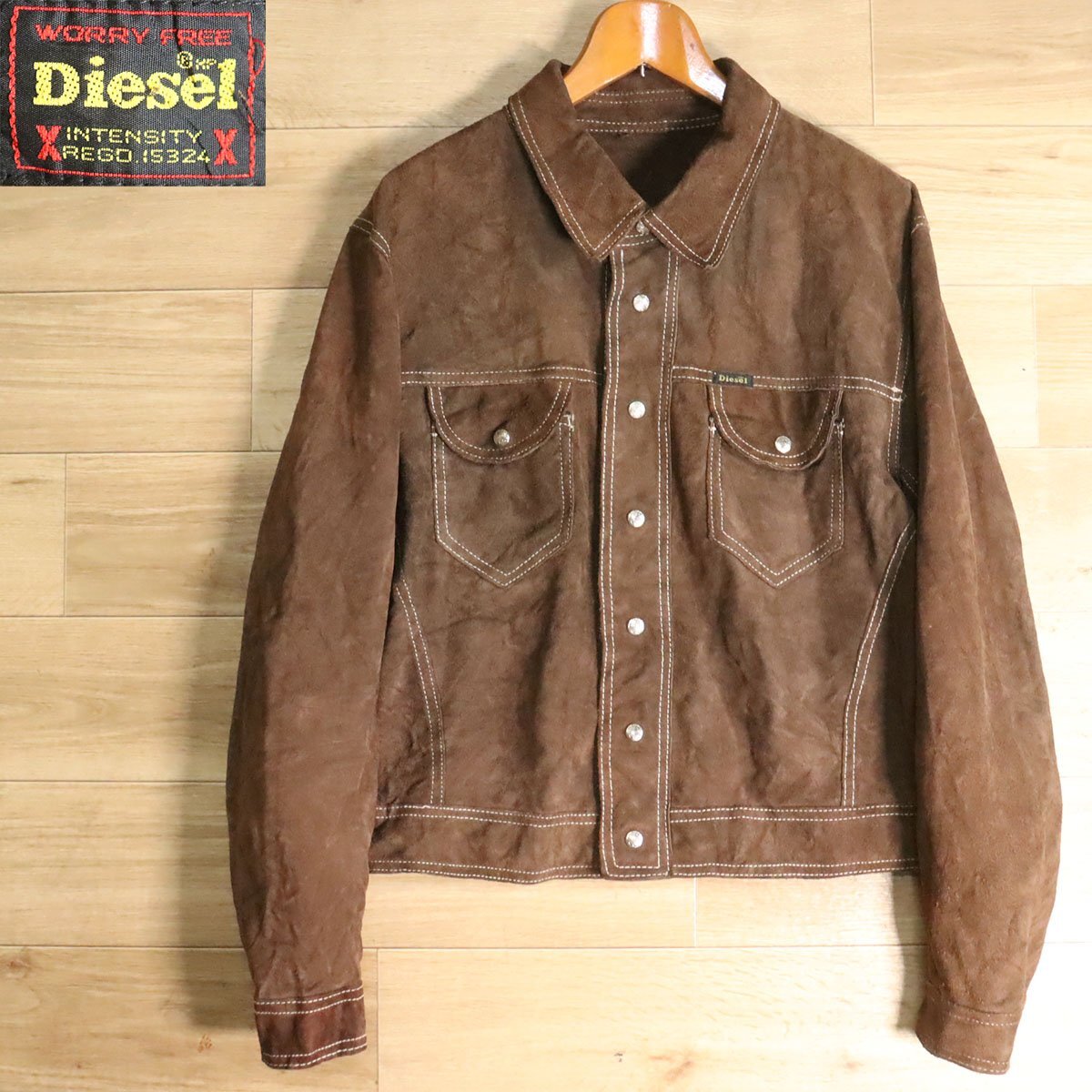 ?2K/Y5.19-1 DIESEL ディーゼル スエード レザージャケット 本革 リバーシブル レザートラッカージャケット 革ジャン ブルゾン拍卖