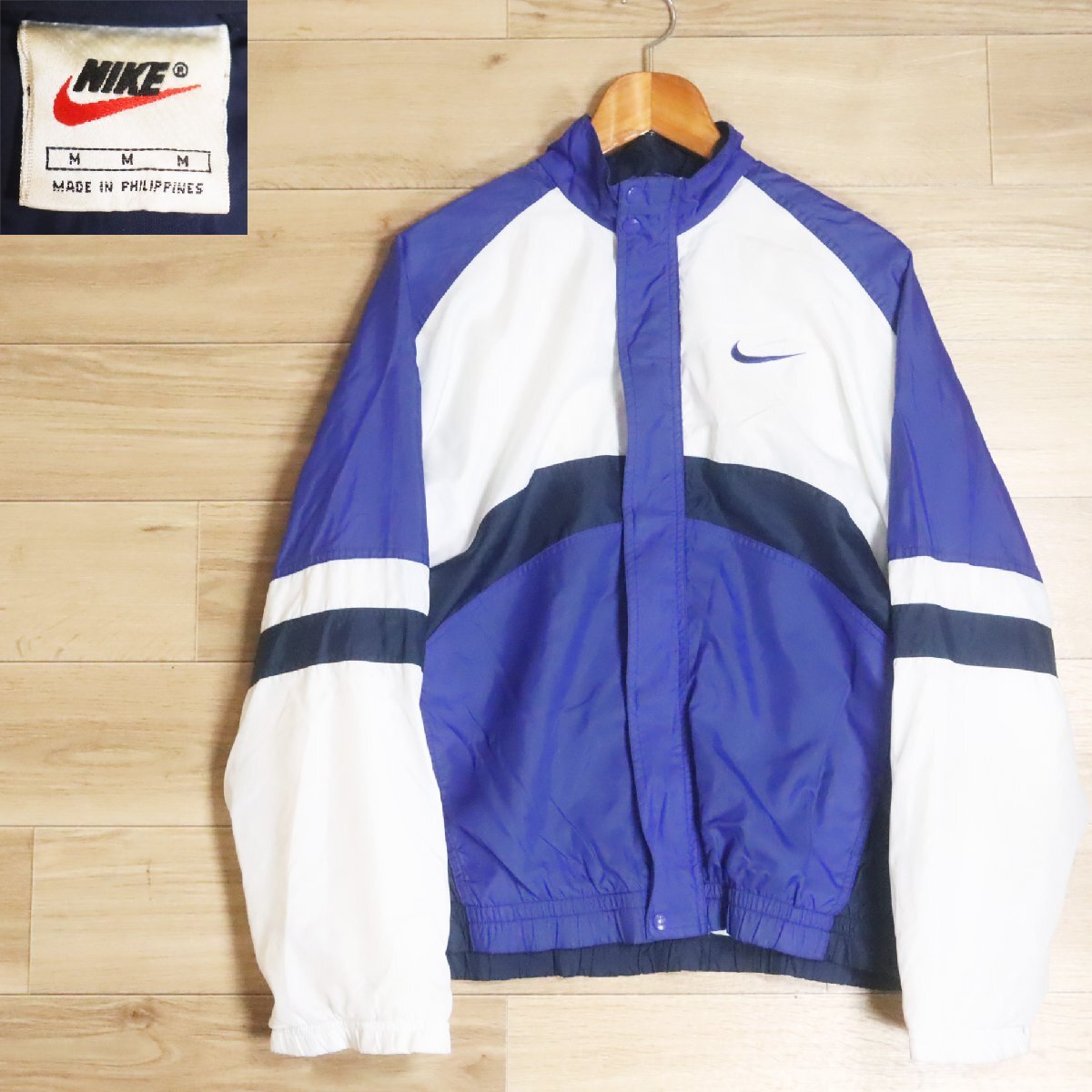 @8R/R6.9-1 90s NIKE ナイキ ナイロンジャケット ウィンドブレーカー ブルゾン ジップアップ ロゴ刺繍 M メンズ アメリカ古着拍卖