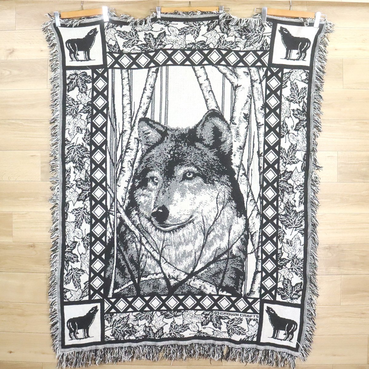 B9-5 I/D10.24-7 狼 オオカミ ウルフ ボタニカル柄 ラグ マット カーペット ブランケット タペストリー インテリア雑貨 絨毯拍卖