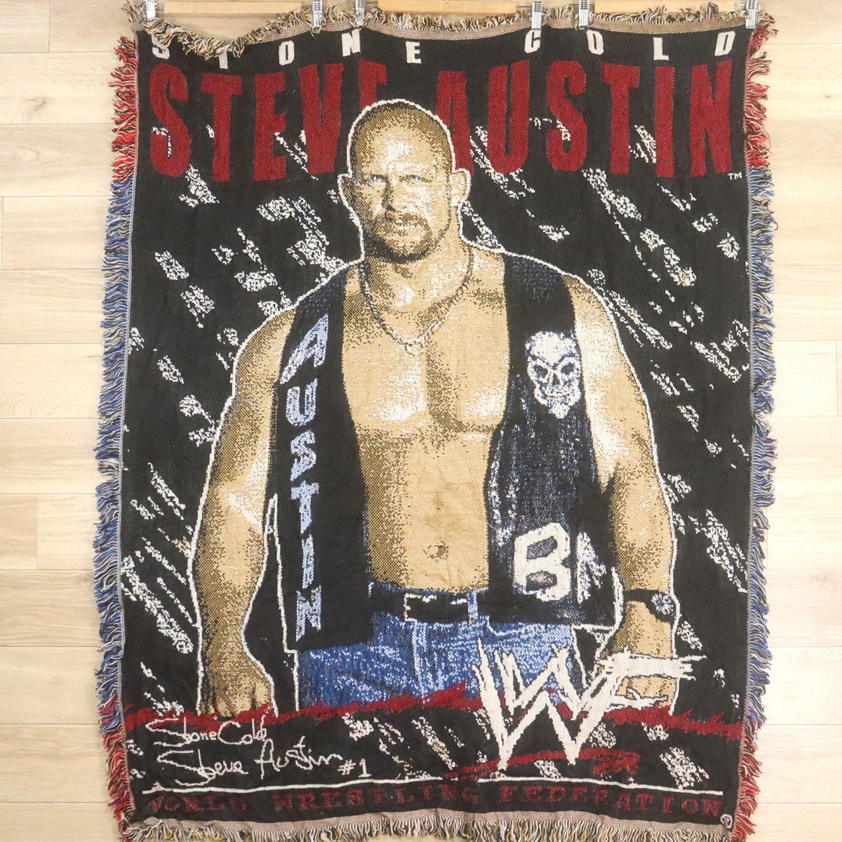 A2-7 I/O10.8-6 USA製 スティーブ・オースティン プロレスラー WWF プロレス ラグ マット カーペット ブランケット 雑貨 絨毯拍卖