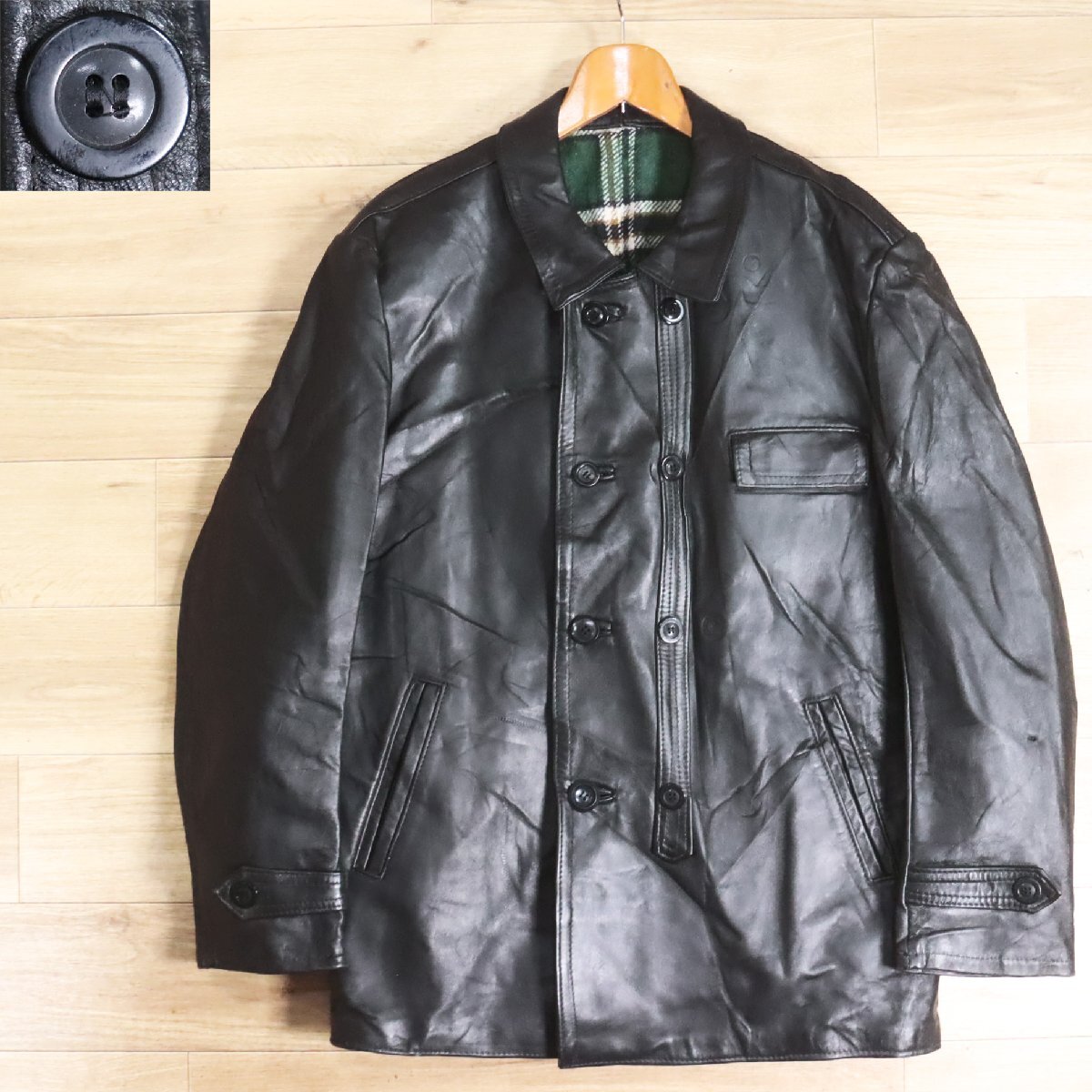 G6R/Y6.6-2 60s~ フレンチヴィンテージ コルビジェジャケット 本革 ダブルブレスト レザーカーコート レザージャケット フランス拍卖