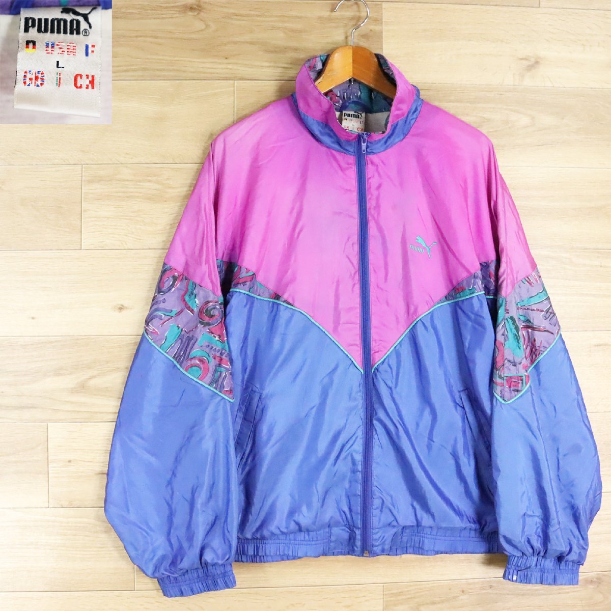 @10K/D6.9-6 90s PUMA プーマ ウインドブレーカー ジップアップジャケット ブルゾン ジャンパー 薄手 スポーツ L 拍卖