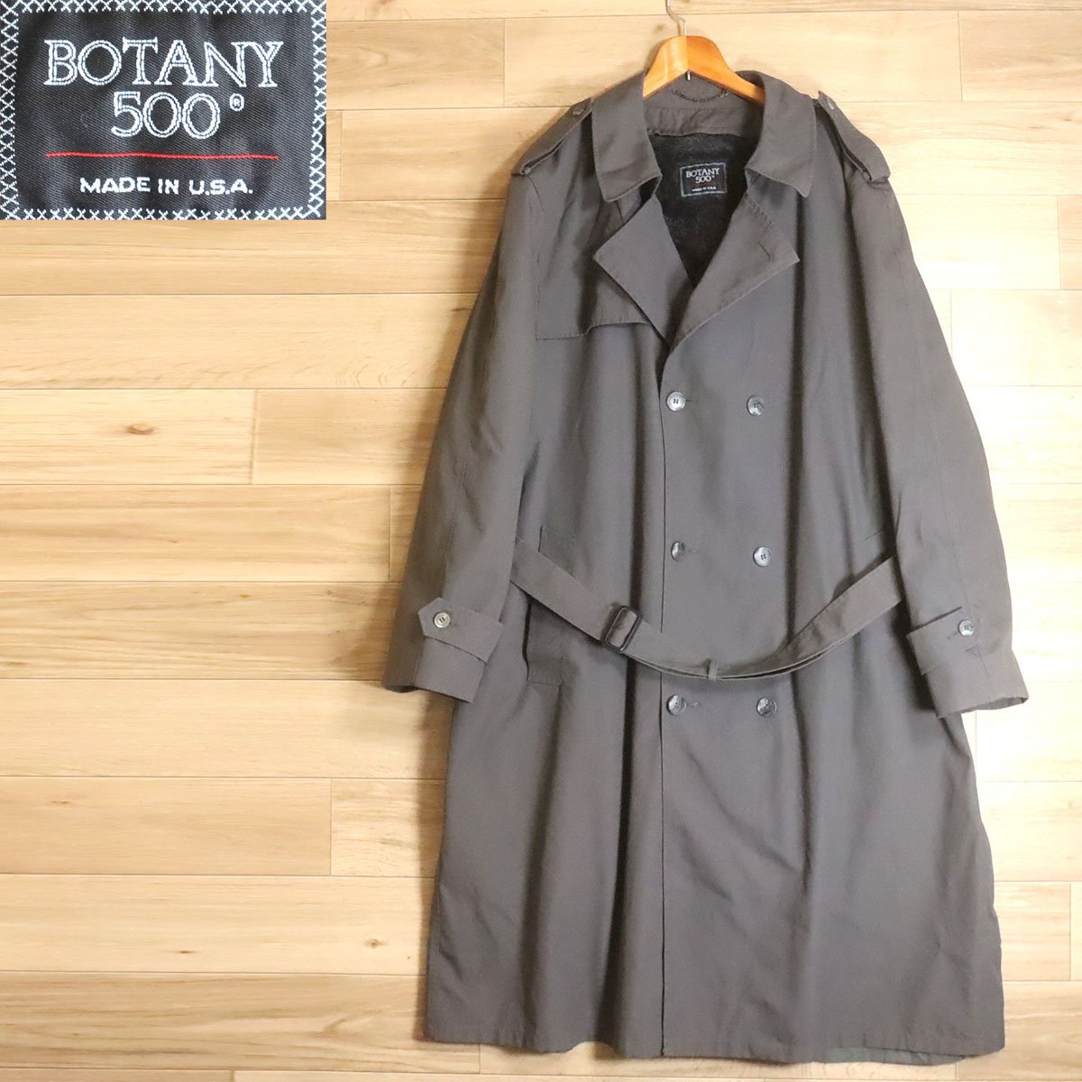 K8O/R6.3-2 USA製 BOTANY 500 トレンチコート ボアライナー ダブルブレスト オーバーコート アメリカ古着 メンズ グレー系拍卖