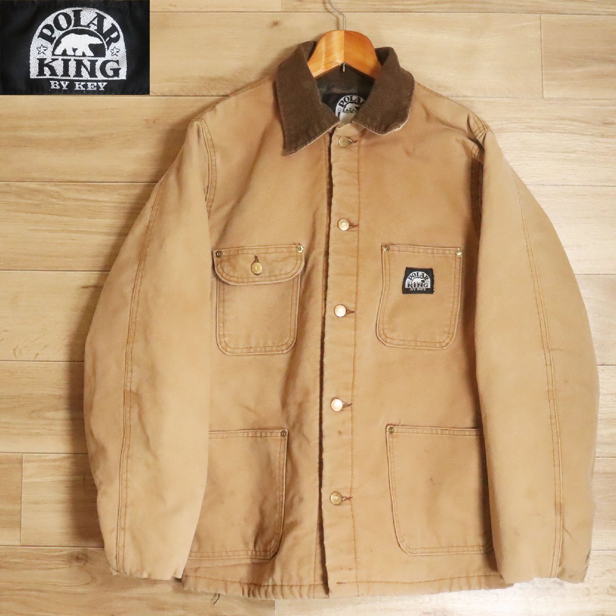 =4T/R6.10-9 80s~ ビンテージ USA製 POLAR KING By KEY ダックジャケット カバーオール ワークジャケット デトロイト拍卖