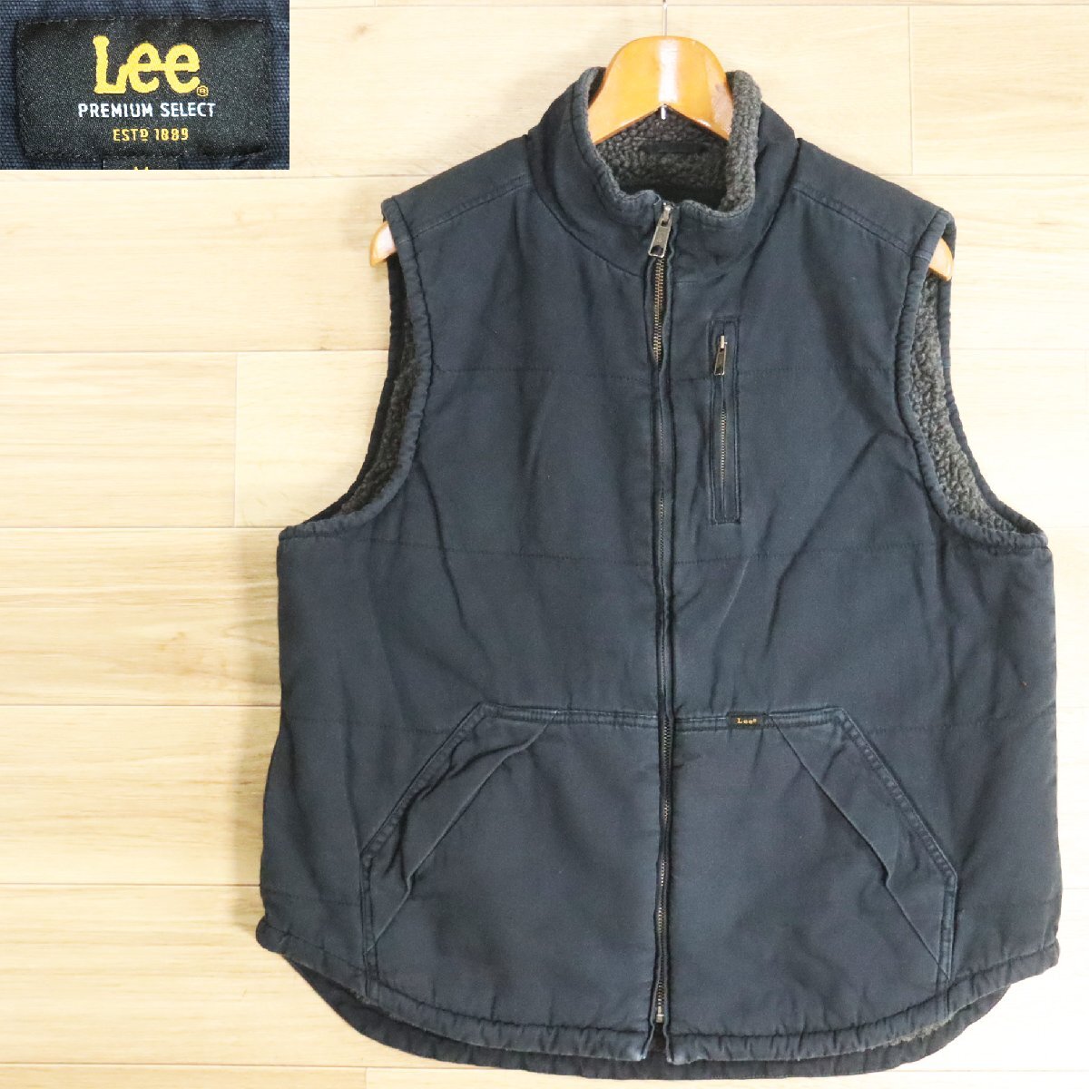 =4K/Y3.31-1 Lee リー ワークベスト ボアベスト ジップアップベスト 裏地ボア 裏地フリース ワークウェア M アメリカ古着拍卖