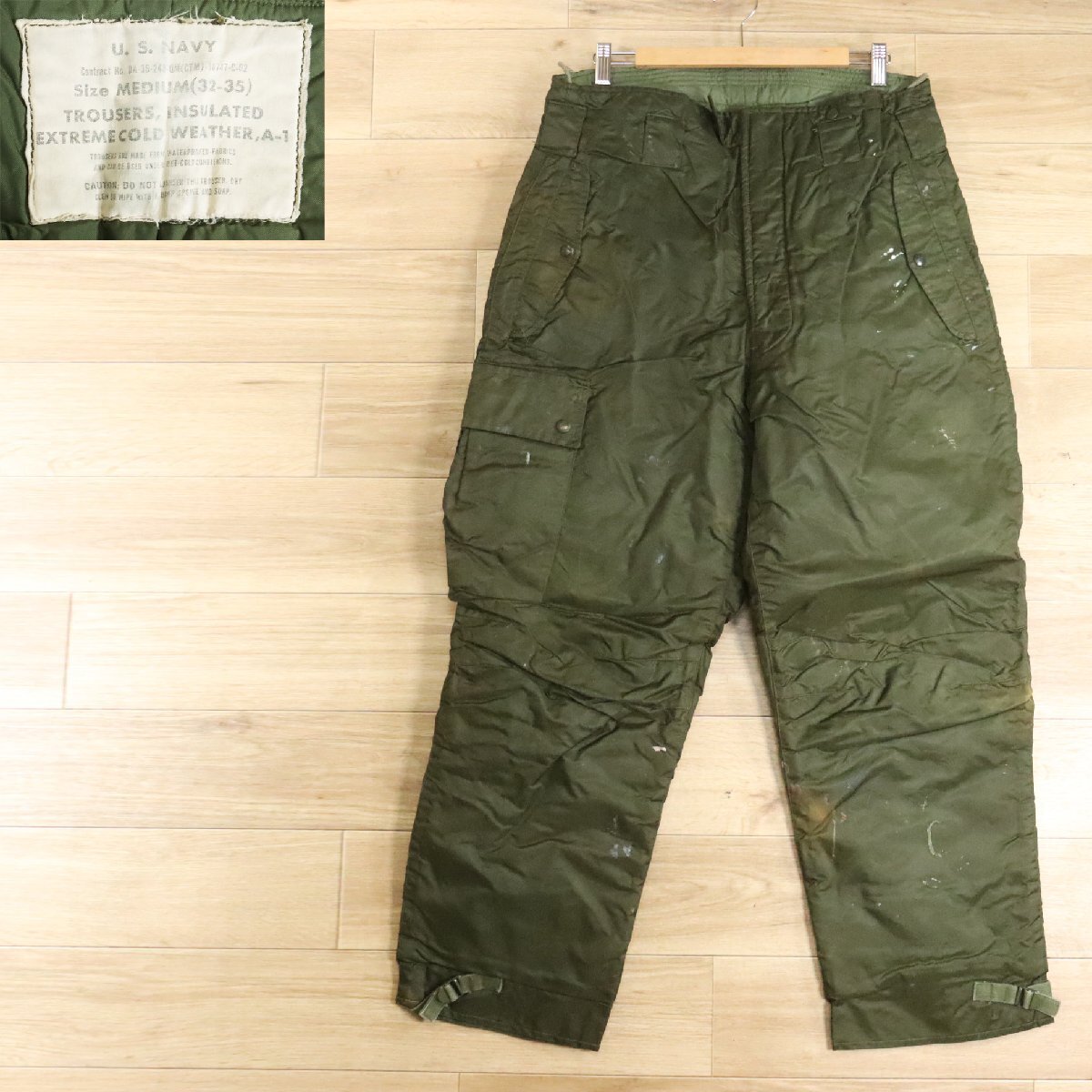 =4K/Y3.31-1 アメリカ軍 米軍 U.S.NAVY A-1 デッキパンツ ナイロンパンツ トラウザー ミリタリーパンツ 民間 民生拍卖