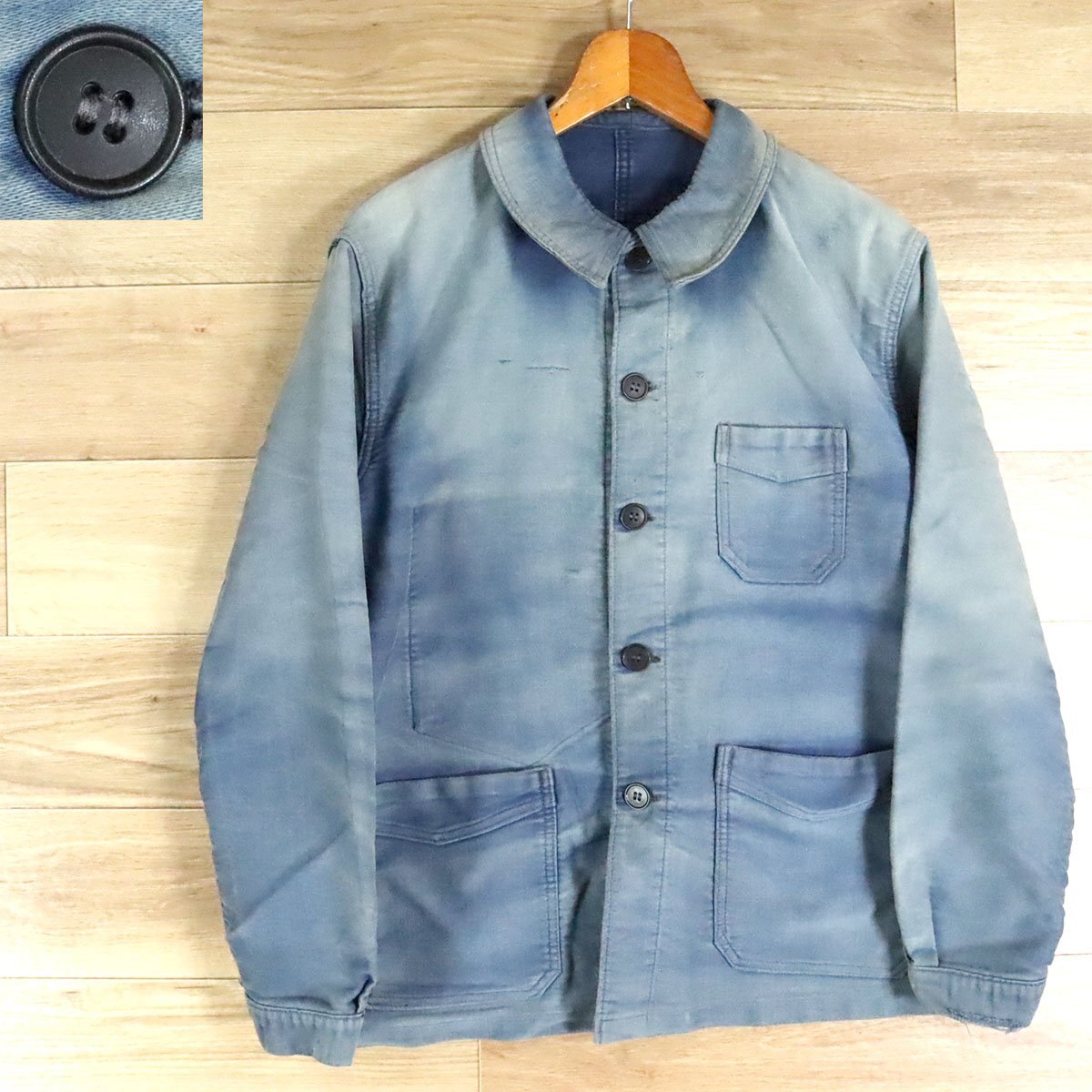 E9O/D5.30-4 50~60s BEAU-FORT モールスキンワークジャケット フレンチワークジャケット ユーロワーク ブルー系 ユーロヴィンテージ拍卖