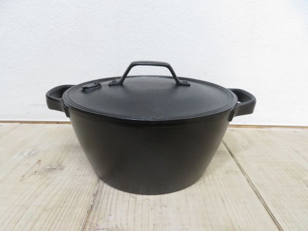 【USED/クリーニング済 及源鋳造 南部鉄器 クックトップ 煮込鍋 丸 深型 中 CT-4 検索用⇒ OIGEN/IH対応/200V電磁調理器/鋳鉄/両手鍋/F1123拍卖
