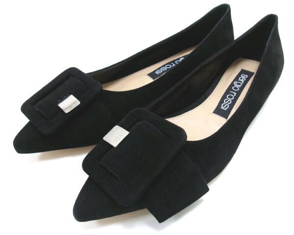 新品★訳あり Sergio rossi セルジオロッシ★ベルトバックル パンプス★左右サイズ違い 右38.5 左38 ブラック拍卖