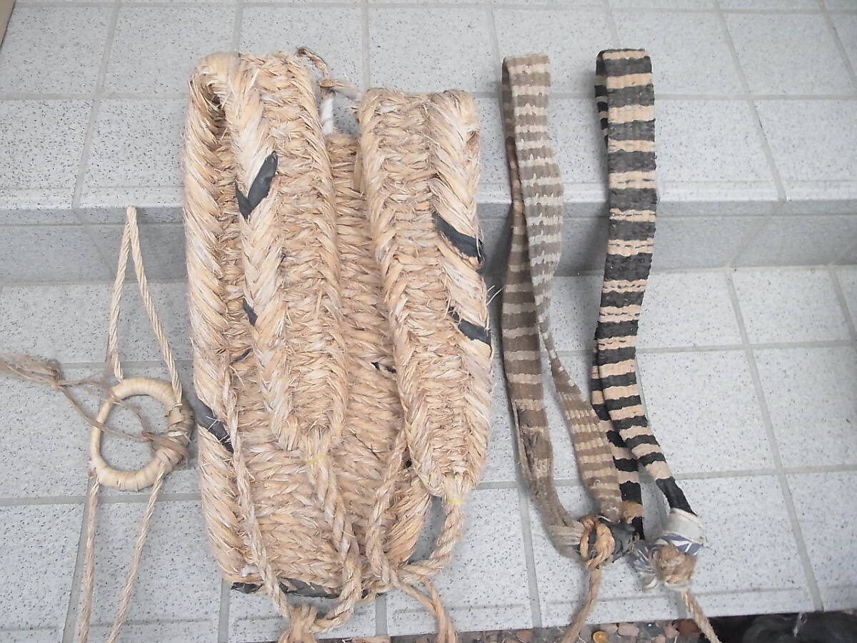 民具☆昭和レトロ・背負子・肩帯・担ぎ帯・手造り・ベルト・麻紐 藁 藁 検)竹籠用拍卖