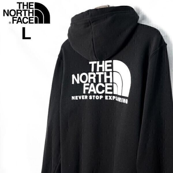 1円~!売切!【正規新品】THE NORTH FACE◆THROWBACK HOODIE パーカー スウェット US限定 男女兼用 ビッグロゴ アウトドア(L)黒 181130-30拍卖