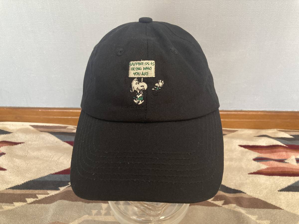 ★美品 STARBUCKS スターバックスコーヒー PEANUTS ピーナッツ スヌーピー 刺繍 キャップ 帽子 ブラック拍卖