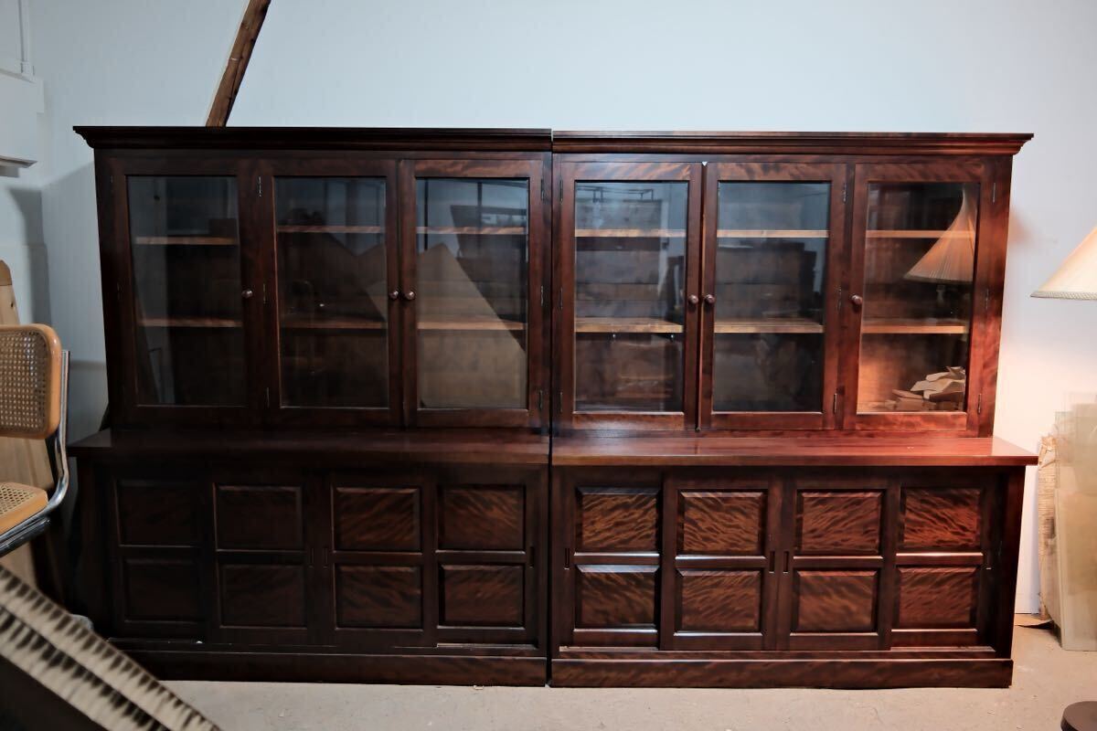 ② 松本民芸家具 特注 飾り棚 キャビネット 本棚 食器棚 和家具 茶箪笥 カップボード レトロ リビングボード 民藝 柳宗理 柳宗悦 拍卖