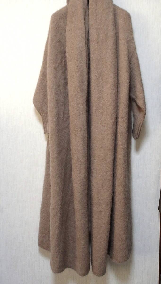 送料無料 超ロング 珍しいフォックス100で編まれたマキシ丈ロングカーディガン ウィムガゼット極美品 毛足の長いカシミアのような質感拍卖