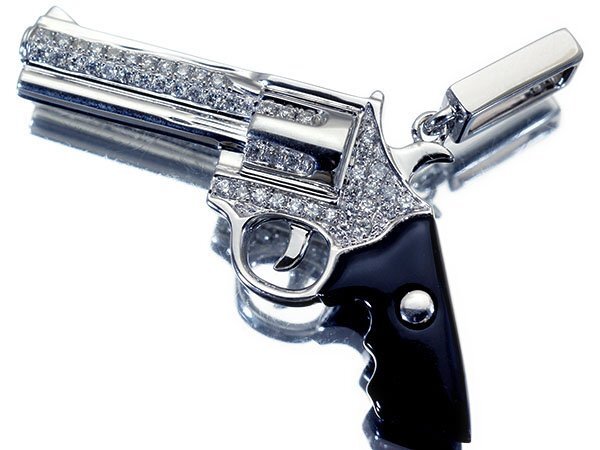 【ジュエリー極】超COOLピストルデザイン!天然ダイヤモンド0.50ct 超高級K18WGペンダントヘッド h7964ium【送料無料】拍卖