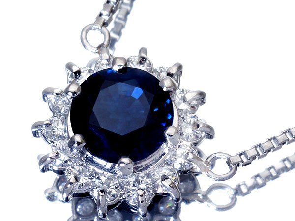 1円~【ジュエリー極】良質ブルー!良質天然ブルーサファイア1.53ct&ダイヤモンド0.345ct 高級Pt900&Pt850ネックレスw5871mo【送料無料】拍卖
