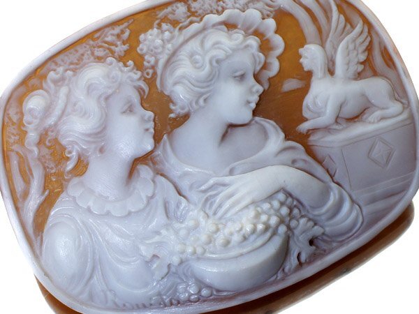 1円~【ジュエリー極】作家品サイン有り 極上彫刻 高級シェルカメオルース 70mm×52.5mm h7966i【送料無料】拍卖