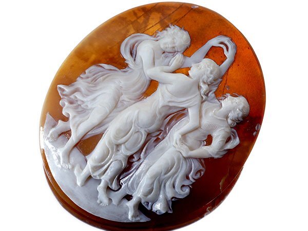 【ジュエリー極】作家品 裏面サイン刻印有 踊る三人の女性像 シェルカメオルース 57.8mm×49.0mm a2825o【送料無料】拍卖