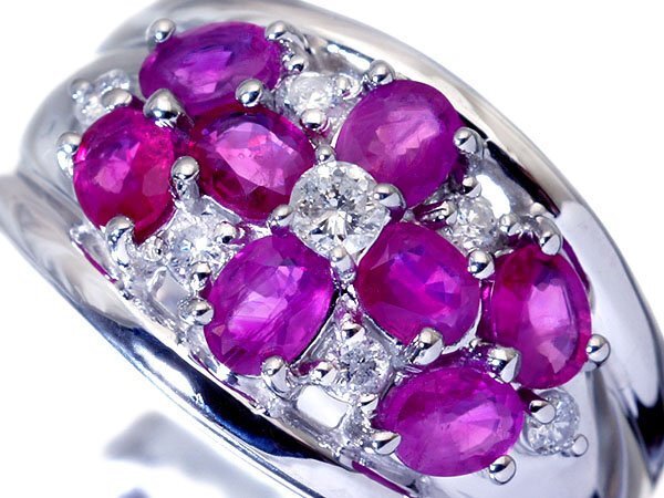 【ジュエリー極】良質ピンキッシュレッドカラー!良質天然ルビー1.46ct&ダイヤモンド0.20ct 高級Pt900リング h7990rl【送料無料】拍卖