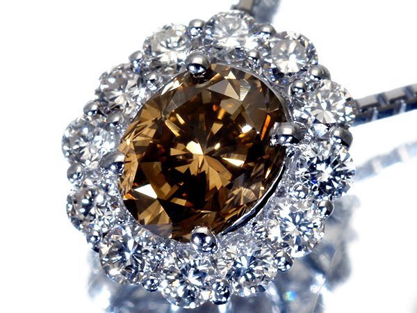 1円~【ジュエリー極】超希少 極上天然1粒ブラウンダイヤモンド1.069ct&脇極上ダイヤ0.50ct 超高級K18WGネック k1134ivg 【送料無料】拍卖